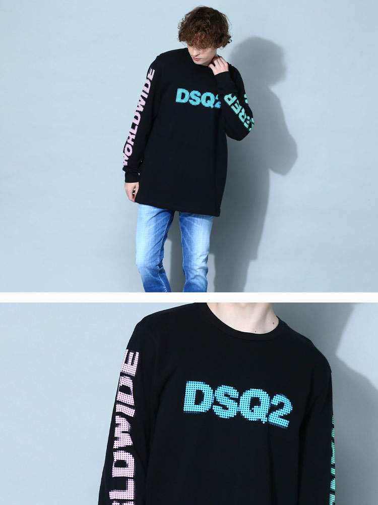 ディースクエアード メンズ Tシャツ 長袖 DSQUARED2 ブランド トップス ロンT ロゴ プリント クルーネック【サカゼン公式通販】