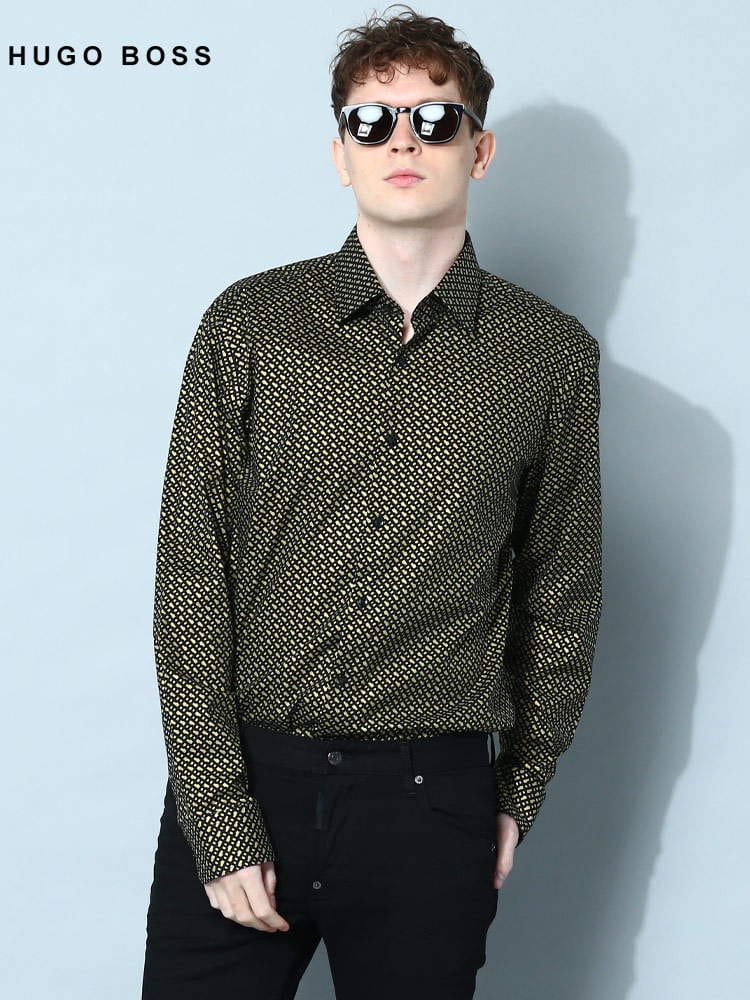 HUGO BOSS (ヒューゴボス) ストレッチ 総柄 長袖 シャツ HB50484523 ブランド