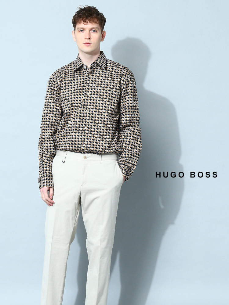 HUGO BOSS (ヒューゴボス) 千鳥 総柄 長袖 シャツ HB5048210 ブランド