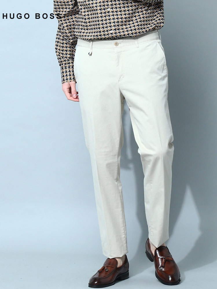 HUGO BOSS (ヒューゴボス) コットン 無地 ノータック パンツ HBGENIU10245117 ブランド
