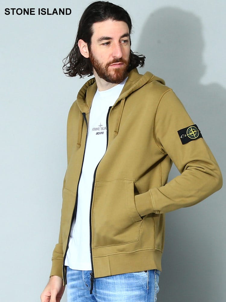 STONE ISLAND (ストーンアイランド) 袖ロゴ フルジップ パーカー 