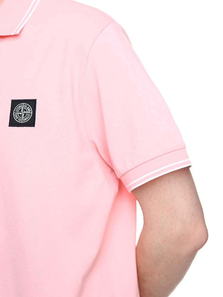 STONE ISLAND (ストーンアイランド) 胸ロゴ ライン 半袖 ポロシャツ 