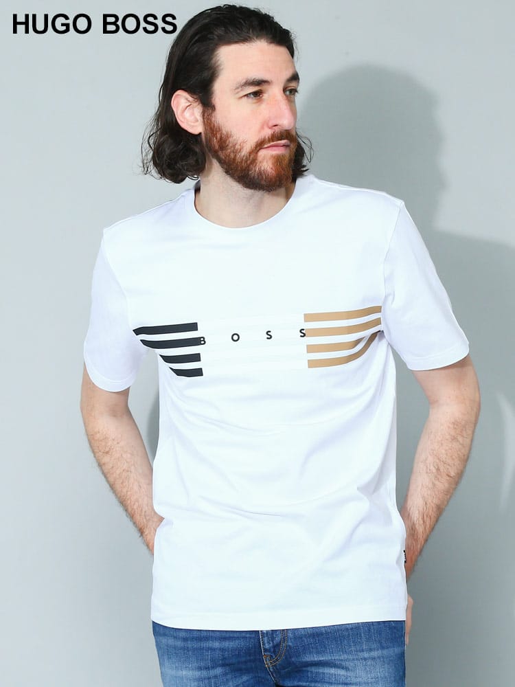 HUGO BOSS (ヒューゴボス) ラインロゴ クルーネック 半袖 Tシャツ HB50485669 メンズ ブランド