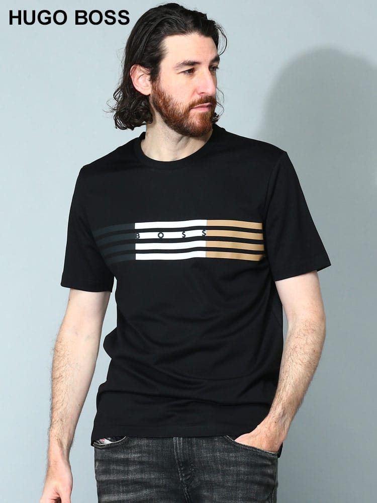 HUGO BOSS (ヒューゴボス) ラインロゴ クルーネック 半袖 Tシャツ HB50485669 メンズ ブランド