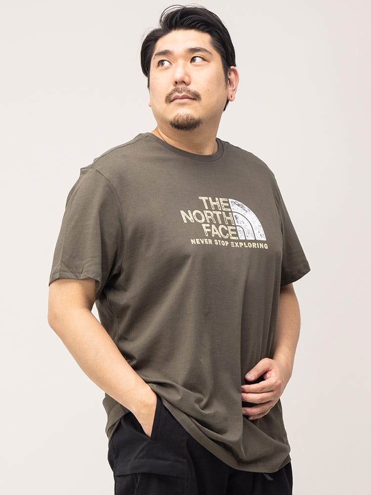 大きいサイズ メンズ THE NORTH FACE (ザ ノースフェイス) ロゴプリント クルーネック 半袖 Tシャツ RUST 2 TEE