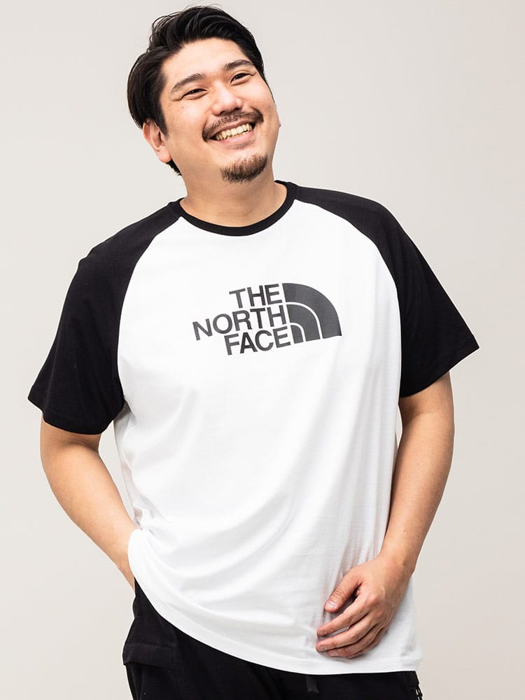 大きいサイズ メンズ THE NORTH FACE (ザ ノースフェイス) ロゴプリント クルーネック 半袖 Tシャツ RAGLAN EASY TEE-EU