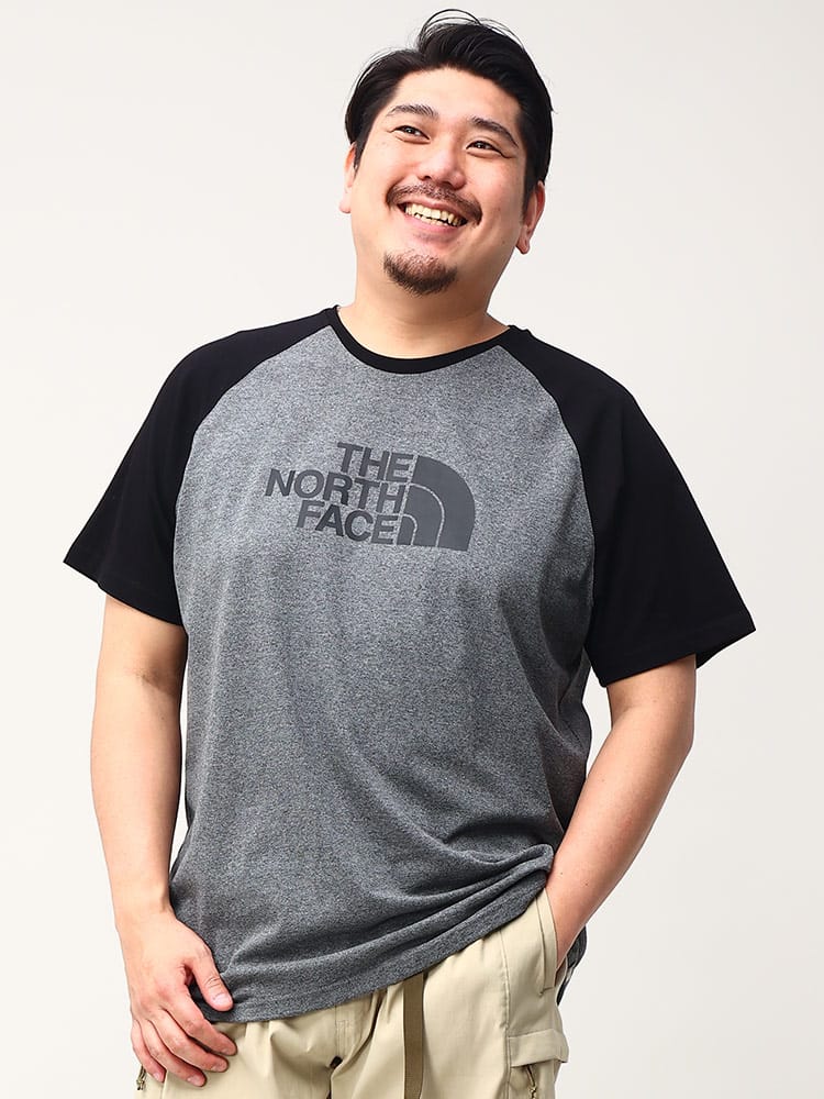 大きいサイズ メンズ THE NORTH FACE (ザ ノースフェイス) ロゴプリント クルーネック 半袖 Tシャツ RAGLAN EASY TEE-EU