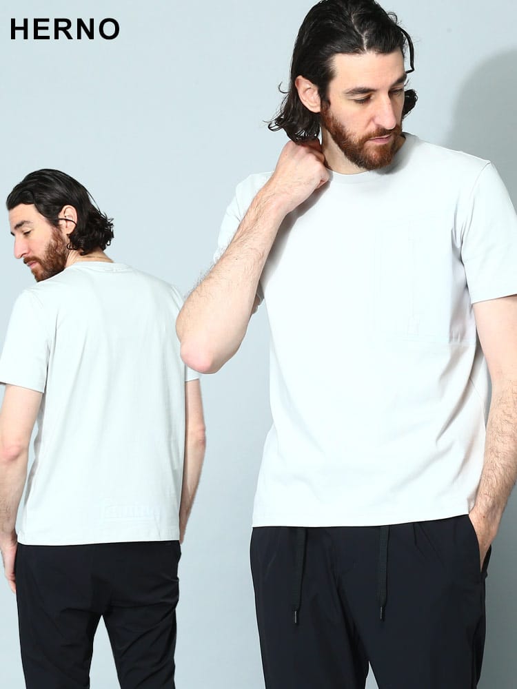 HERNO (ヘルノ) ポケット クルーネック 半袖 Tシャツ HRJG00027UL5200 メンズ ブランド