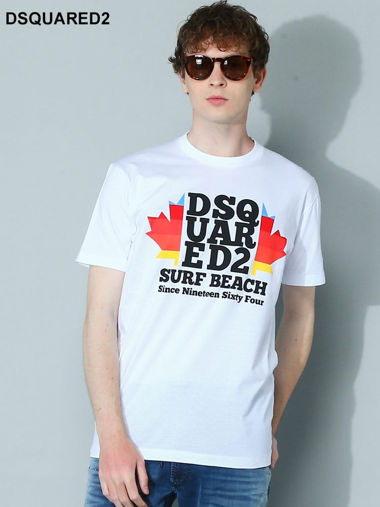 DSQUARED2 (ディースクエアード) ロゴプリント クルーネック 半袖 Tシャツ SURF BEACH D2GD1135S23009 メンズ ブランド