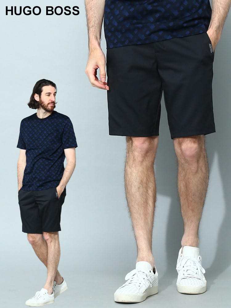 HUGO BOSS (ヒューゴボス) ストレッチ 無地 ノータック ショートパンツ 