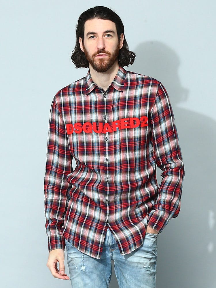 DSQUARED2 チェック柄 七分丈シャツ イタリア製 サイズ40 DSQUARED2 