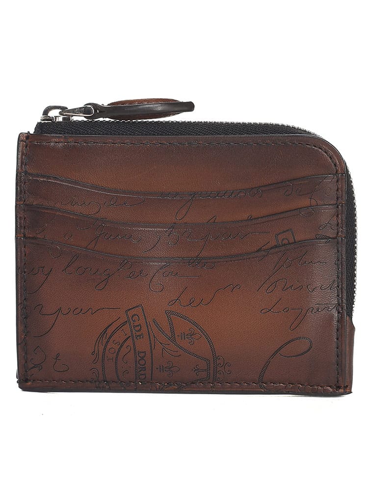 BERLUTI (ベルルッティ) コア ロジック スクリットレザー ジップ カードホルダー BRN235735ML6 メンズ ブランド