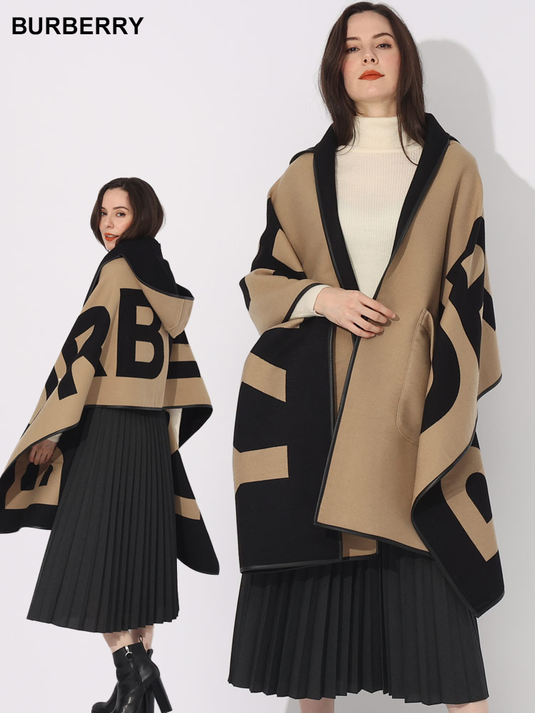 BURBERRY (バーバリー) ロゴ ウールコットン ジャカード フーデッドケープ BBL8060965 ブランド レ【サカゼン公式通販】