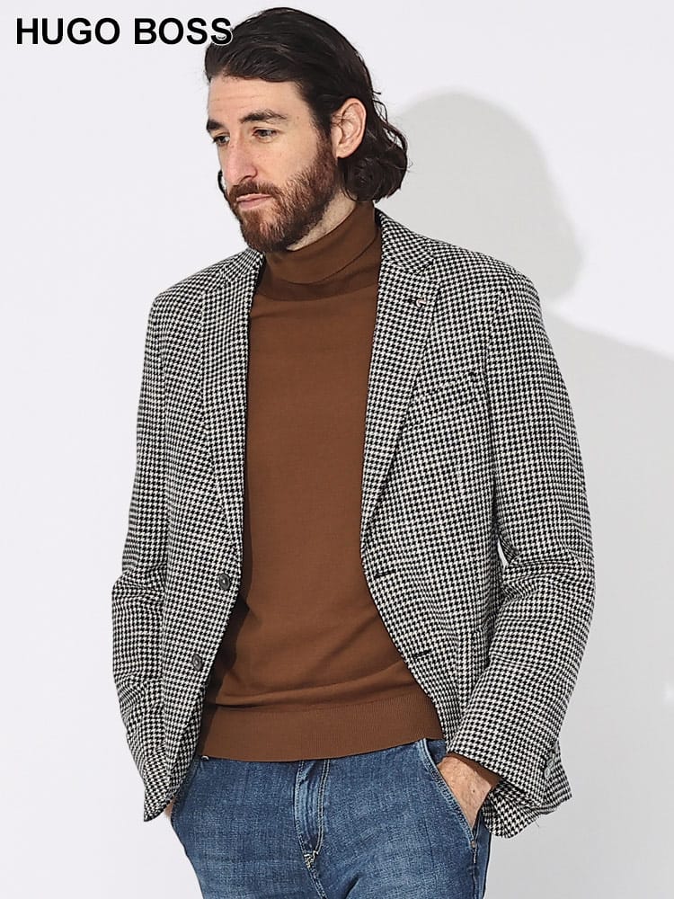 HUGO BOSS (ヒューゴボス) 千鳥柄 シングル 2ツ釦 ジャケット 