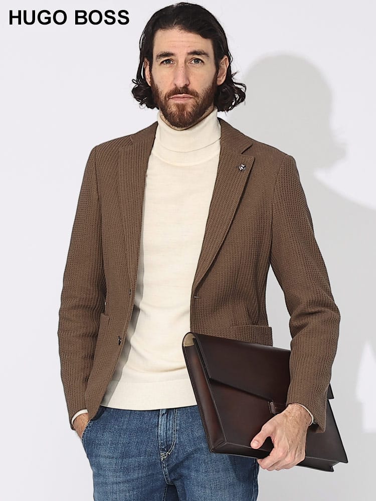 HUGO BOSS (ヒューゴボス) ワッフルニット シングル 2ツ釦 ジャケット HBHANRY10251393 ブランド メンズ 男性 アウター