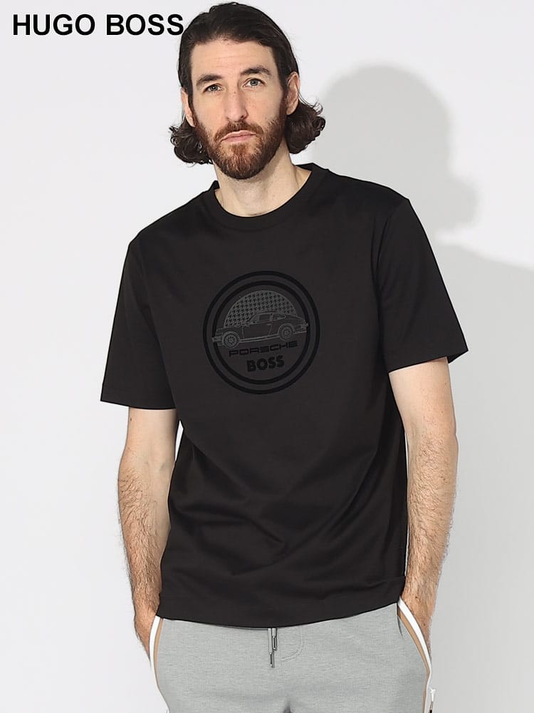 HUGO BOSS (ヒューゴボス) フロントプリント クルーネック 半袖 Tシャツ PORSCHE HBP50496729 ブランド メンズ 男性 トップス