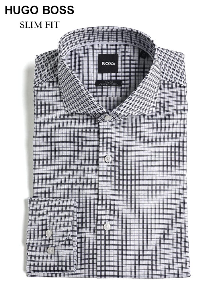 HUGO BOSS (ヒューゴボス) チェック コットン 長袖 ドレスシャツ HBHANK10251088 ブランド メンズ 男性 ビジネス