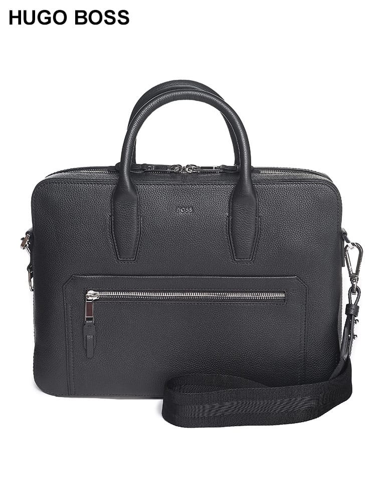 HUGO BOSS (ヒューゴボス) グレインレザー 2WAY ブリーフバッグ 