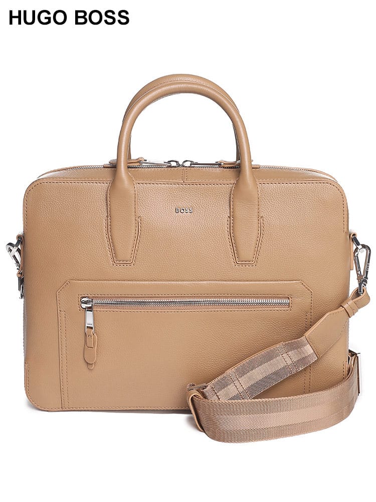 HUGO BOSS (ヒューゴボス) グレインレザー 2WAY ブリーフバッグ 