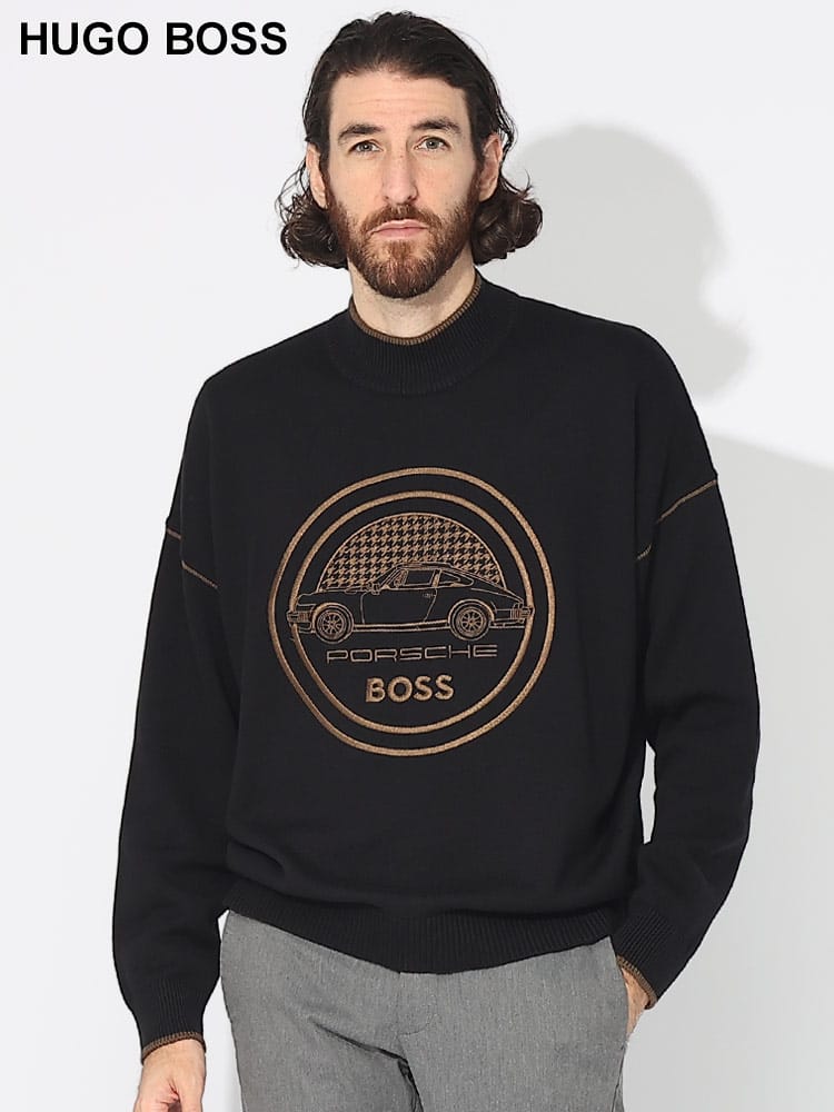 HUGO BOSS (ヒューゴボス) フロントロゴ クルーネック ニット PORSCHE HBP50496955 ブランド メンズ 男性 トップス