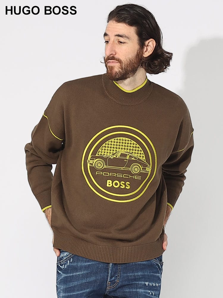 HUGO BOSS (ヒューゴボス) フロントロゴ クルーネック ニット PORSCHE HBP50496955 ブランド メンズ 男性 トップス