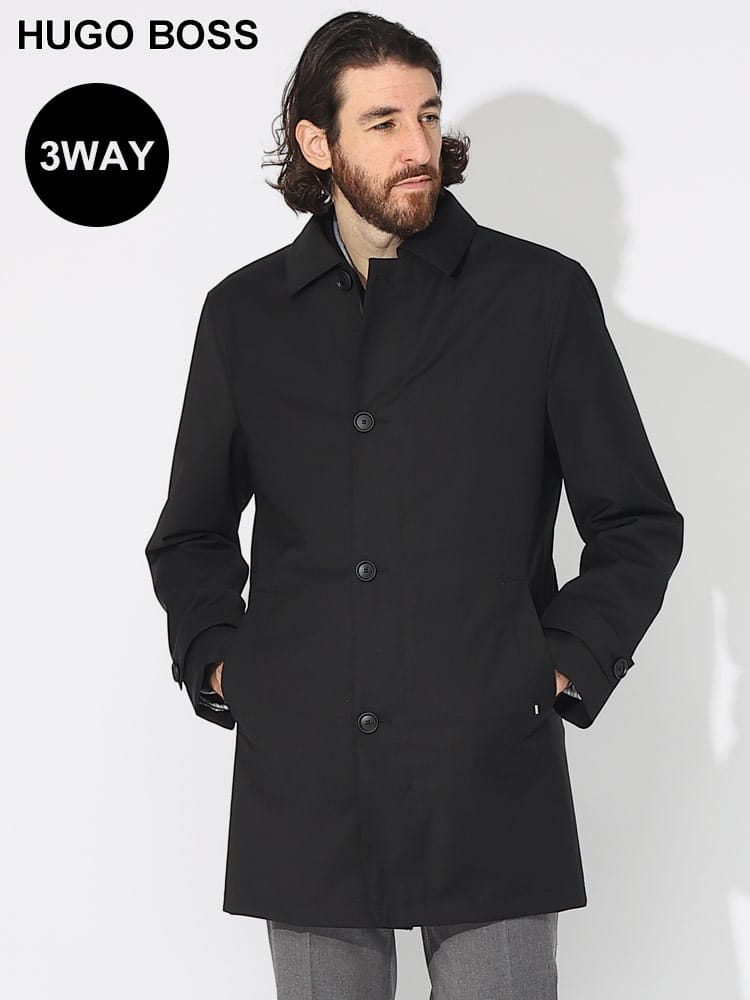 HUGO BOSS (ヒューゴボス) 3WAY ストレッチ 中綿ライナー ハーフコート 
