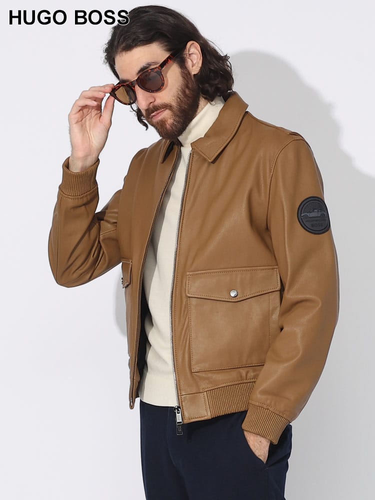 HUGO BOSS (ヒューゴボス) レザー ダブルジップ ジャケット HB50499073 ブランド メンズ 男性 アウター