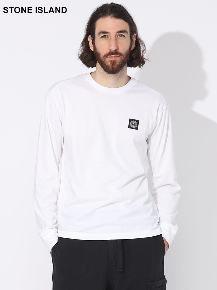 STONE ISLAND (ストーンアイランド) 胸ロゴ クルーネック 長袖 Tシャツ 