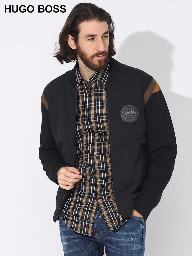 HUGO BOSS (ヒューゴボス) スリーブ切り替え フルジップ ジャケット 