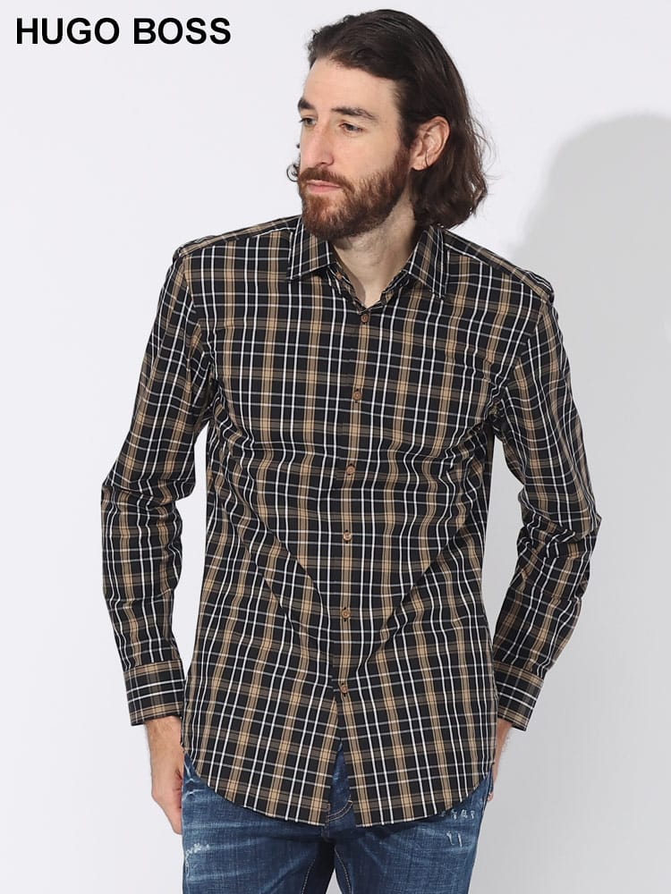 HUGO BOSS (ヒューゴボス) チェック柄 コットン 長袖 シャツ HB50496168 ブランド メンズ 男性 トップス
