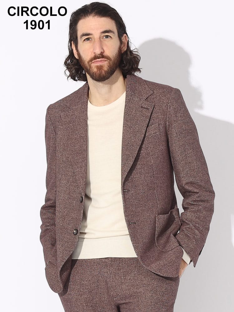 CIRCOLO 1901 (チルコロ1901) ストレッチ ミニチェック シングル ジャケット CICN4114 ブランド メンズ 男性 アウター