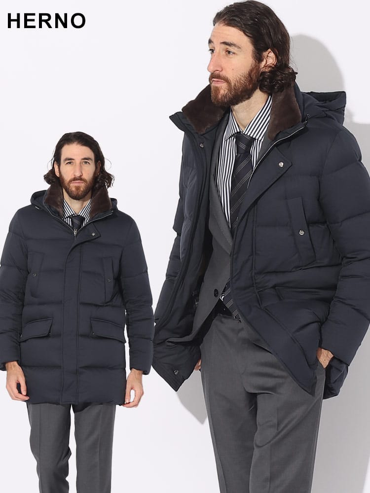 HERNO (ヘルノ) ネックファー フード着脱 フルジップ ダウンコート POLAR-TECH HRPI0010781 46 48 50 ...
