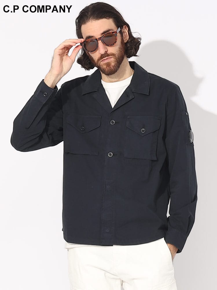 C.P COMPANY (シーピーカンパニー) ポケット オープンカラー 長袖 シャツ CP15CMSH163A ブランド メンズ 男性 トップス