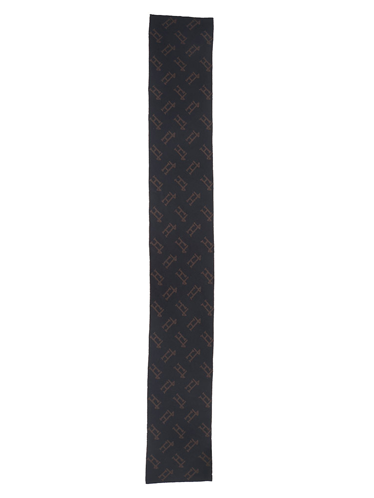 カラーブラウンブラックHERNO ヘルノ ロゴ刺繍 ストライプ マフラー 未使用