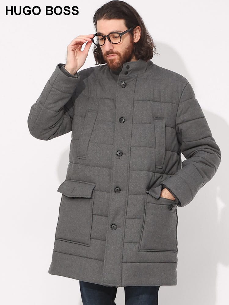 HUGO BOSS (ヒューゴボス) ウール混 フルジップ スタンド 中綿 コート HB50502304 ブランド メンズ 男性 アウター