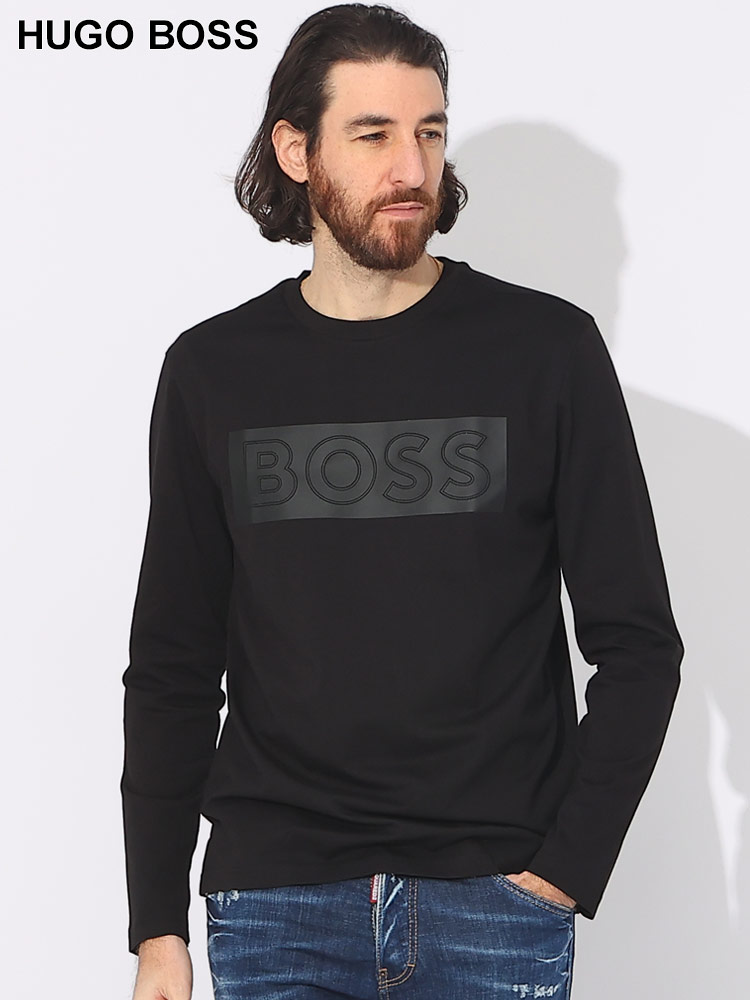 HUGO BOSS (ヒューゴボス) BOXロゴ クルーネック ロンT 長袖 Tシャツ 