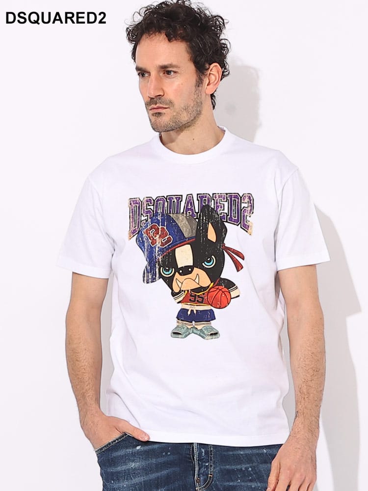 DSQUARED2 (ディースクエアード) DOGプリント クルーネック 半袖 Tシャツ D2GD1262S23009 ブランド メンズ 男性 トップス