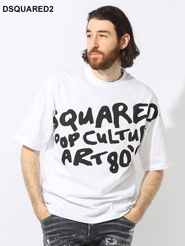 DSQUARED2 (ディースクエアード) コットン100％ BIGプリント クルーネック 半袖 Tシャツ D2GD12【サカゼン公式通販】