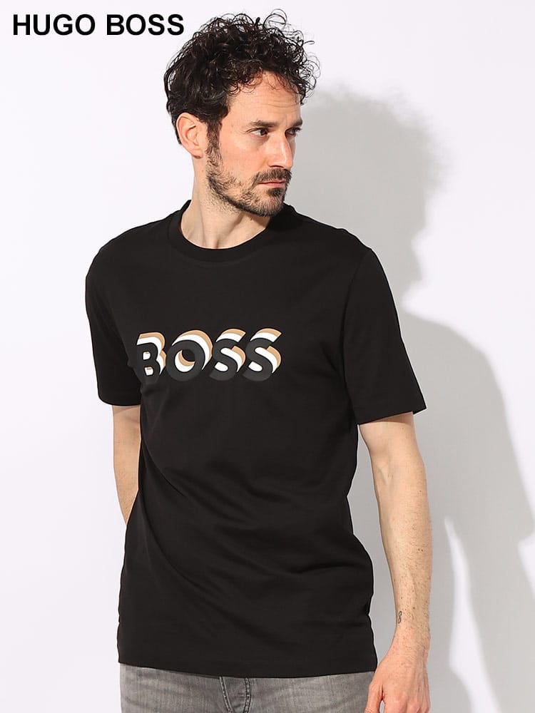 HUGO BOSS (ヒューゴボス) ストレッチコットン シグネチャーロゴ クルーネック 半袖 Tシャツ HB50506923 ブランド メンズ 男性 トップス
