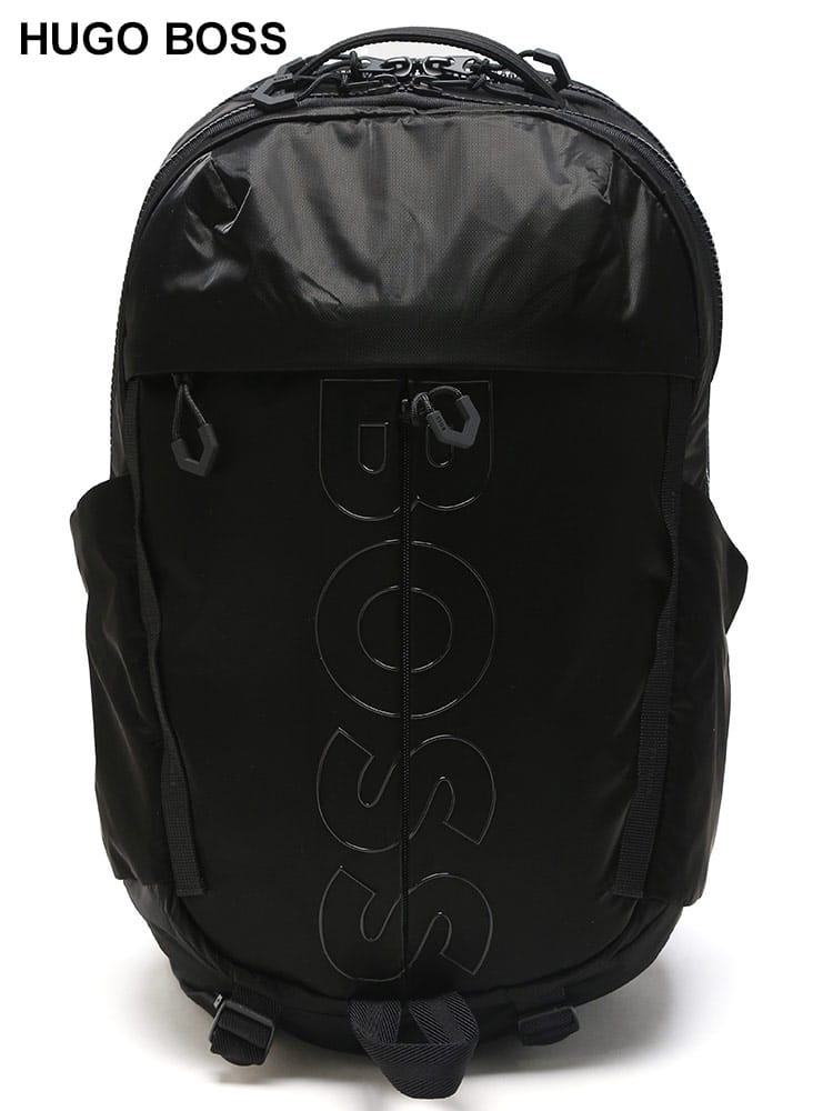 HUGO BOSS (ヒューゴボス) アウトラインロゴ コーティングベロア マルチポケット バックパック HB50513068 ブランド メンズ 男性 バッグ 鞄