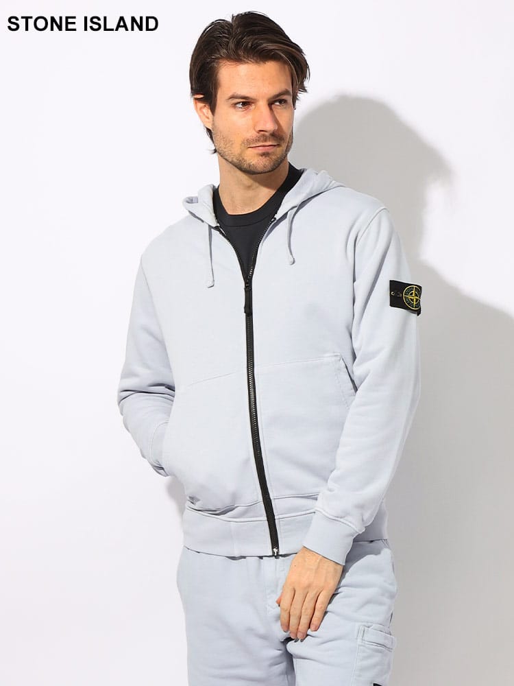 STONE ISLAND (ストーンアイランド) コットン100％ ワンポイントロゴ シングルジップ パーカー SI801564251 ブランド メンズ 男性 トップス