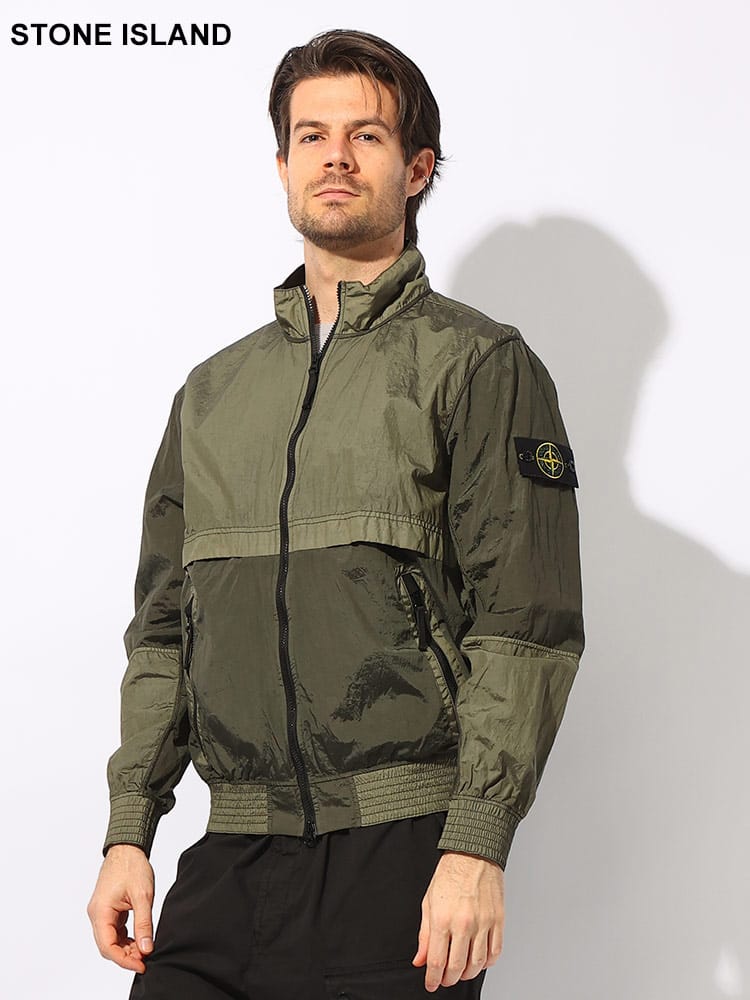 STONE ISLAND (ストーンアイランド) スタンドカラー ロゴパッチ フルジップ ナイロン メタルブルゾン SI801541920 ブランド メンズ 男性 アウター