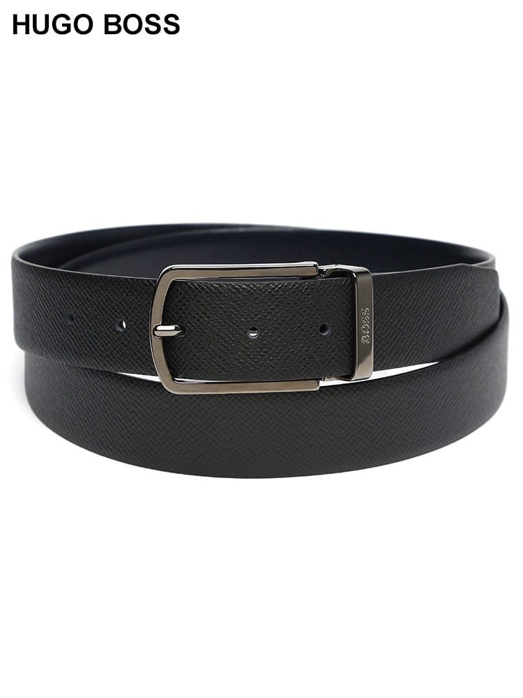 HUGO BOSS (ヒューゴボス) パルメラートレザー リバーシブル ピンバックル ベルト 