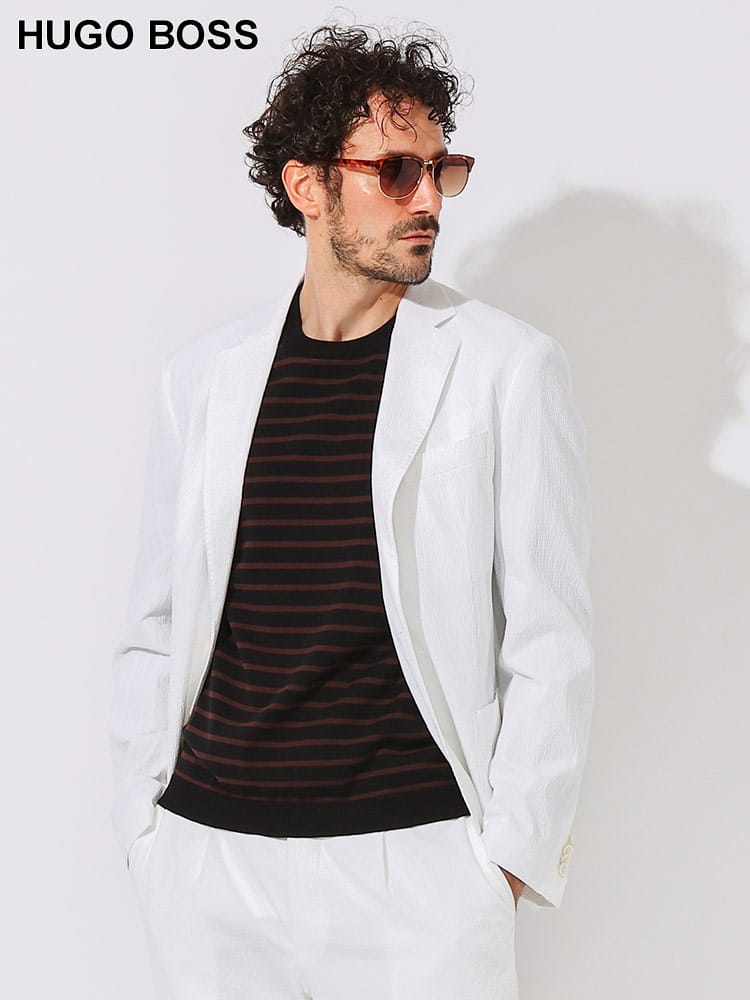 HUGO BOSS (ヒューゴボス) ストレッチ シアサッカー シングルボタン 