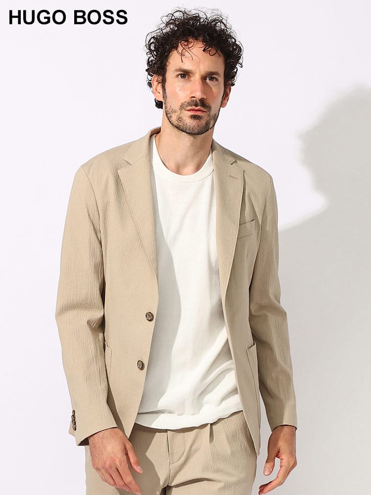 HUGO BOSS (ヒューゴボス) ストレッチ シアサッカー シングルボタン 