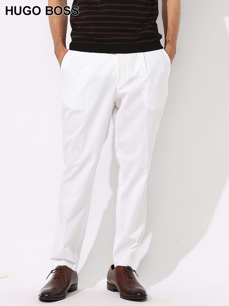 HUGO BOSS (ヒューゴボス) ストレッチ シアサッカー ワンタック スラックス RELAXED FIT HBPERIN10259490 メンズ