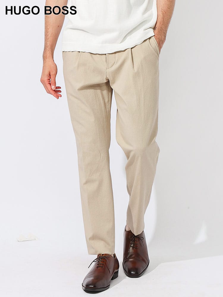 HUGO BOSS (ヒューゴボス) ストレッチ シアサッカー ワンタック スラックス RELAXED FIT HBPERIN10259490 メンズ