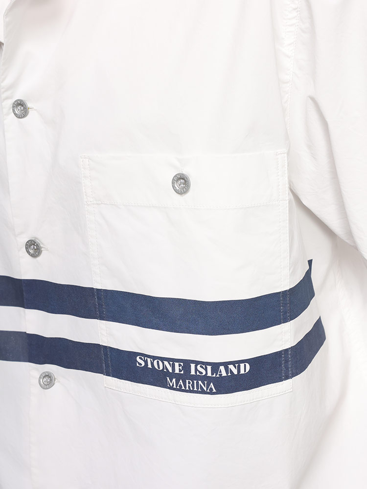 STONE ISLAND (ストーンアイランド) コットン センターライン 半袖 オーバーシャツ SI8015110X3【サカゼン公式通販】