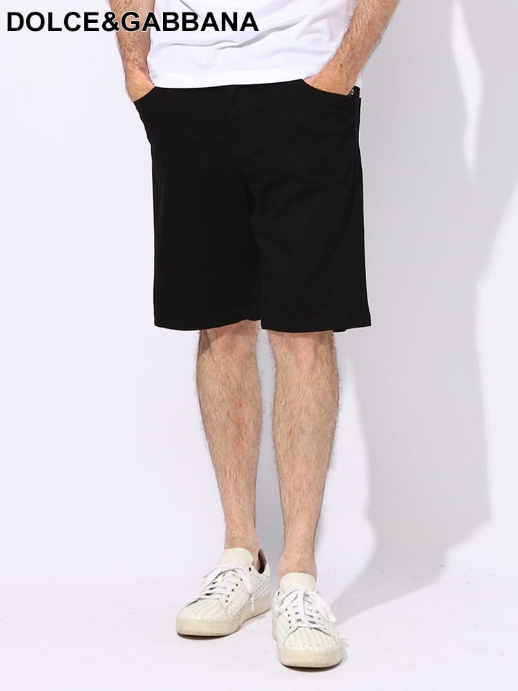 DOLCE&GABBANA (ドルチェ ＆ ガッバーナ) ロゴプレート ストレッチデニム バミューダジーンズ REGULARFIT DGGWNXADG8GW6 メンズ