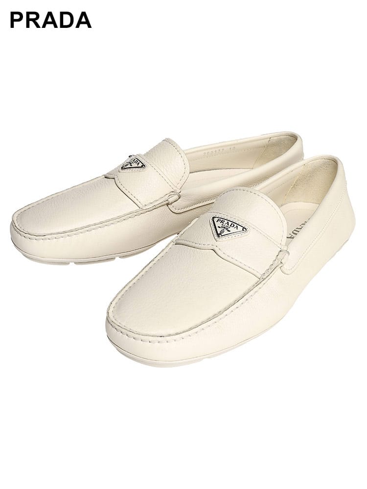 PRADA (プラダ) レザー トライアングルロゴ ドライビングシューズ PR2DD177ATG メンズ